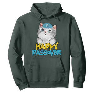 Happy Passover Cute Cat Hoodie Seder Jewish Pesach TS02 Dark Forest Green Print Your Wear