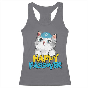 Happy Passover Cute Cat Racerback Tank Top Seder Jewish Pesach TS02 Charcoal Print Your Wear