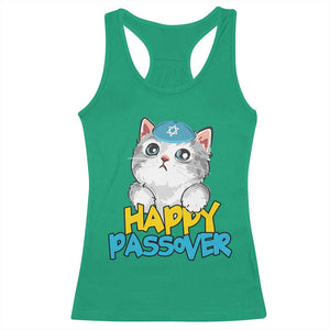 Happy Passover Cute Cat Racerback Tank Top Seder Jewish Pesach TS02 Irish Green Print Your Wear