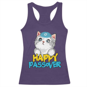 Happy Passover Cute Cat Racerback Tank Top Seder Jewish Pesach TS02 Purple Print Your Wear