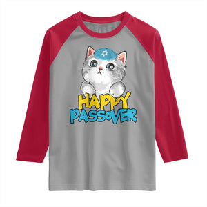 Happy Passover Cute Cat Raglan Shirt Seder Jewish Pesach TS02 Sport Gray Red Print Your Wear
