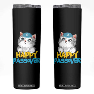 Happy Passover Cute Cat Skinny Tumbler Seder Jewish Pesach TS02 Black Print Your Wear