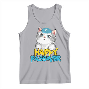 Happy Passover Cute Cat Tank Top Seder Jewish Pesach TS02 Athletic Heather Print Your Wear