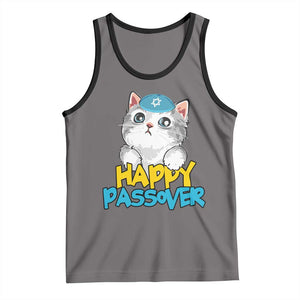 Happy Passover Cute Cat Tank Top Seder Jewish Pesach TS02 Deep Heather Black Print Your Wear