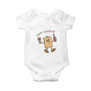 Happy Passover Matzah Drinking Baby Onesie Wine and Matzo Matzatarian Funny Pesach Jewish TS02 White Print Your Wear