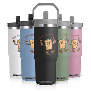 Happy Passover Matzah Drinking Flip Straw Tumbler Wine and Matzo Matzatarian Funny Pesach Jewish TS02 Print Your Wear