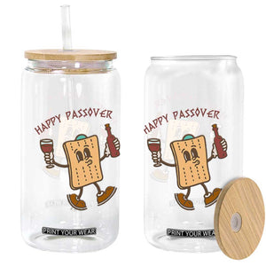 Happy Passover Matzah Drinking Glass Can Wine and Matzo Matzatarian Funny Pesach Jewish TS02 Black Print Your Wear