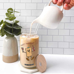 Happy Passover Matzah Drinking Glass Can Wine and Matzo Matzatarian Funny Pesach Jewish TS02 Print Your Wear