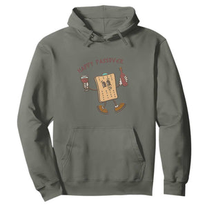 Happy Passover Matzah Drinking Hoodie Wine and Matzo Matzatarian Funny Pesach Jewish TS02 Military Green Print Your Wear