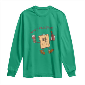 Happy Passover Matzah Drinking Long Sleeve Shirt Wine and Matzo Matzatarian Funny Pesach Jewish TS02 Irish Green Print Your Wear