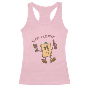 Happy Passover Matzah Drinking Racerback Tank Top Wine and Matzo Matzatarian Funny Pesach Jewish TS02 Light Pink Print Your Wear
