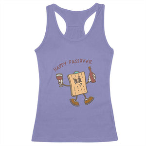 Happy Passover Matzah Drinking Racerback Tank Top Wine and Matzo Matzatarian Funny Pesach Jewish TS02 Violet Print Your Wear