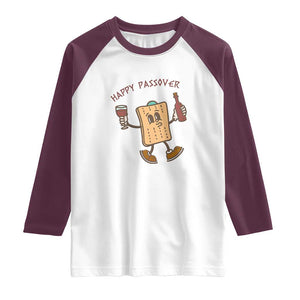 Happy Passover Matzah Drinking Raglan Shirt Wine and Matzo Matzatarian Funny Pesach Jewish TS02 White Maroon Print Your Wear