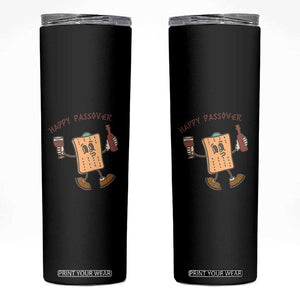 Happy Passover Matzah Drinking Skinny Tumbler Wine and Matzo Matzatarian Funny Pesach Jewish TS02 Black Print Your Wear
