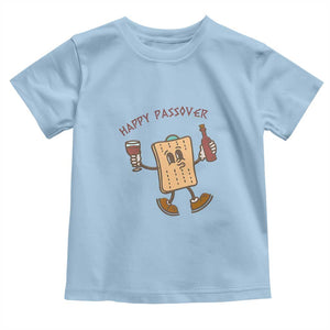 Happy Passover Matzah Drinking Toddler T Shirt Wine and Matzo Matzatarian Funny Pesach Jewish TS02 Light Blue Print Your Wear