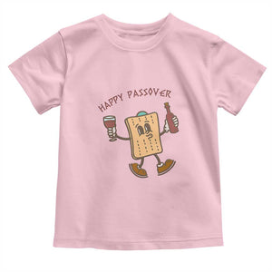 Happy Passover Matzah Drinking Toddler T Shirt Wine and Matzo Matzatarian Funny Pesach Jewish TS02 Light Pink Print Your Wear