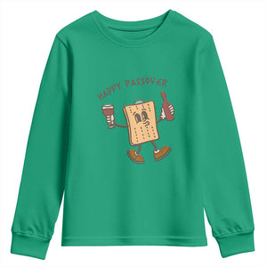 Happy Passover Matzah Drinking Youth Sweatshirt Wine and Matzo Matzatarian Funny Pesach Jewish TS02 Irish Green Print Your Wear
