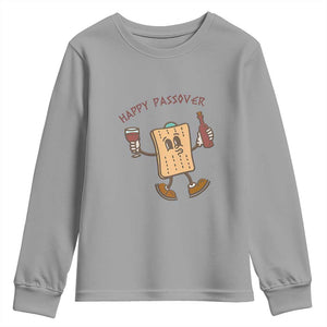 Happy Passover Matzah Drinking Youth Sweatshirt Wine and Matzo Matzatarian Funny Pesach Jewish TS02 Sport Gray Print Your Wear