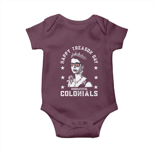 Happy Treason Day Baby Onesie British Queen Funny July 4th Colonial Meme TS10 Maroon Print Your Wear