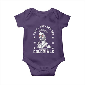 Happy Treason Day Baby Onesie British Queen Funny July 4th Colonial Meme TS10 Purple Print Your Wear