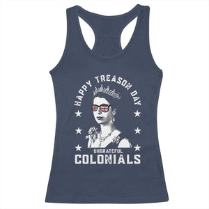 Happy Treason Day Racerback Tank Top British Queen Funny July 4th Colonial Meme TS10 Navy Print Your Wear