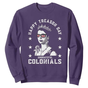 Happy Treason Day Sweatshirt British Queen Funny July 4th Colonial Meme TS10 Purple Print Your Wear