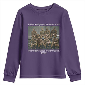 Harlem Hellfighters 1919 WWII Heroes Youth Sweatshirt Cross of War Medal Tribute African American Black History TS02 Purple Print Your Wear