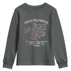 Harlem Hellfighters Tribute Youth Sweatshirt 369th Infantry Regiment Military Soldiers Vintage TS02 Dark Heather Print Your Wear