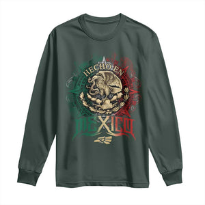 Hecho En Mexico Long Sleeve Shirt Mexican Pride Aztec Eagle TS11 Dark Forest Green Print Your Wear