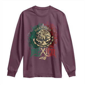 Hecho En Mexico Long Sleeve Shirt Mexican Pride Aztec Eagle TS11 Maroon Print Your Wear