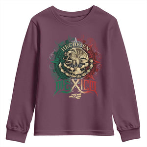 Hecho En Mexico Youth Sweatshirt Mexican Pride Aztec Eagle TS11 Maroon Print Your Wear