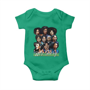 HerStory Tribute Baby Onesie Celebrating Legendary Black Women of History and Power TS02 Irish Green Print Your Wear
