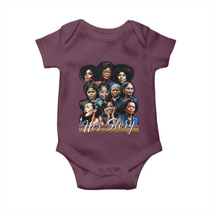 HerStory Tribute Baby Onesie Celebrating Legendary Black Women of History and Power TS02 Maroon Print Your Wear