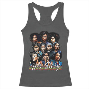HerStory Tribute Racerback Tank Top Celebrating Legendary Black Women of History and Power TS02 Dark Heather Print Your Wear