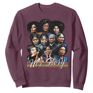 HerStory Tribute Sweatshirt Celebrating Legendary Black Women of History and Power TS02 Maroon Print Your Wear