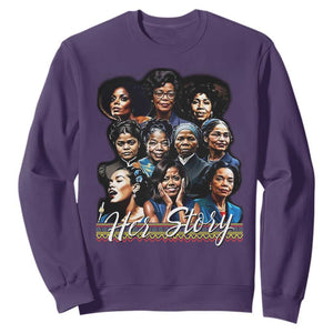 HerStory Tribute Sweatshirt Celebrating Legendary Black Women of History and Power TS02 Purple Print Your Wear