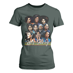 HerStory Tribute T Shirt For Women Celebrating Legendary Black Women of History and Power TS02 Dark Forest Green Print Your Wear
