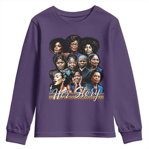 HerStory Tribute Youth Sweatshirt Celebrating Legendary Black Women of History and Power TS02 Purple Print Your Wear