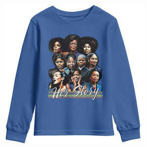 HerStory Tribute Youth Sweatshirt Celebrating Legendary Black Women of History and Power TS02 Royal Blue Print Your Wear