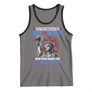 History Began July 4th 1776 Tank Top Bold Patriotic Statement Statue of Liberty TS02 Deep Heather Black Print Your Wear