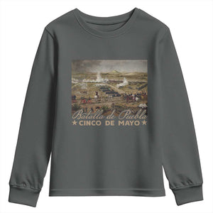 History Of Cinco De Mayo Batalla De Puebla Mexico Youth Sweatshirt TS11 Dark Heather Print Your Wear