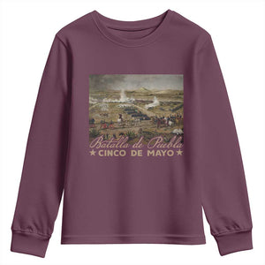 History Of Cinco De Mayo Batalla De Puebla Mexico Youth Sweatshirt TS11 Maroon Print Your Wear