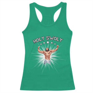Holy Swoly Racerback Tank Top Funny Jesus Workout Motivation Bodybuilding Fitness TS02 Irish Green Print Your Wear