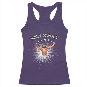 Holy Swoly Racerback Tank Top Funny Jesus Workout Motivation Bodybuilding Fitness TS02 Purple Print Your Wear