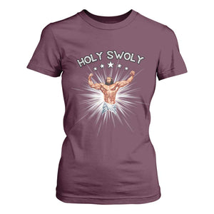 Holy Swoly T Shirt For Women Funny Jesus Workout Motivation Bodybuilding Fitness TS02 Maroon Print Your Wear