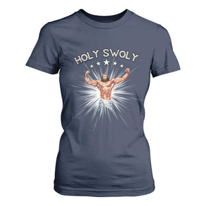 Holy Swoly T Shirt For Women Funny Jesus Workout Motivation Bodybuilding Fitness TS02 Navy Print Your Wear