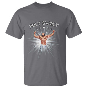 Holy Swoly T Shirt Funny Jesus Workout Motivation Bodybuilding Fitness TS02 Charcoal Print Your Wear