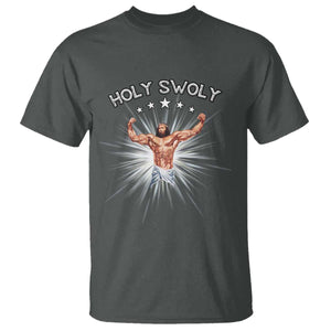Holy Swoly T Shirt Funny Jesus Workout Motivation Bodybuilding Fitness TS02 Dark Heather Print Your Wear