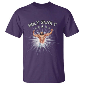 Holy Swoly T Shirt Funny Jesus Workout Motivation Bodybuilding Fitness TS02 Purple Print Your Wear