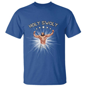 Holy Swoly T Shirt Funny Jesus Workout Motivation Bodybuilding Fitness TS02 Royal Blue Print Your Wear